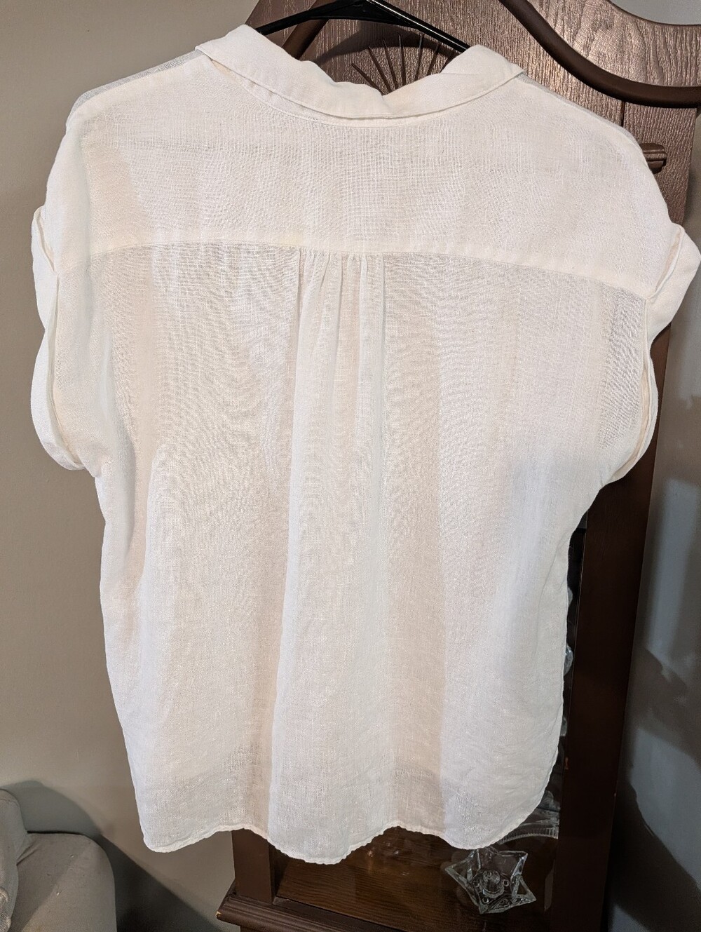 Mark New York White Button Up 100% Linen Blouse Size Small